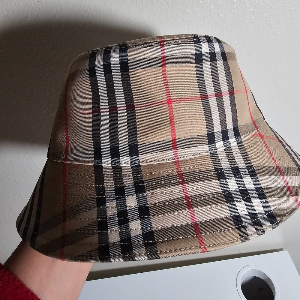 Burberry Tan Plaid Bucket Hat